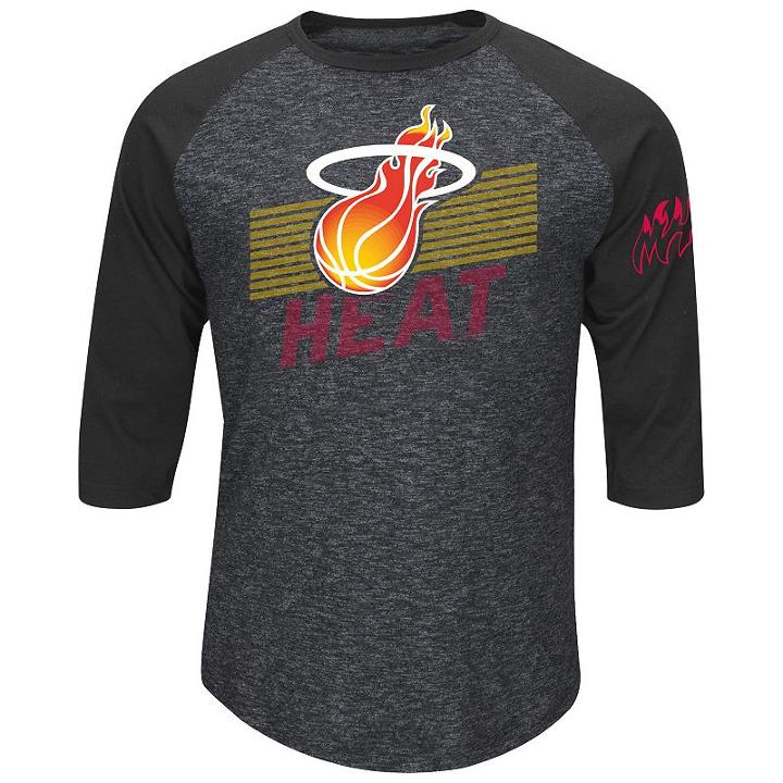Big & Tall Miami Heat Raglan Tee, Men's, Size: 4xl, Grey (charcoal)