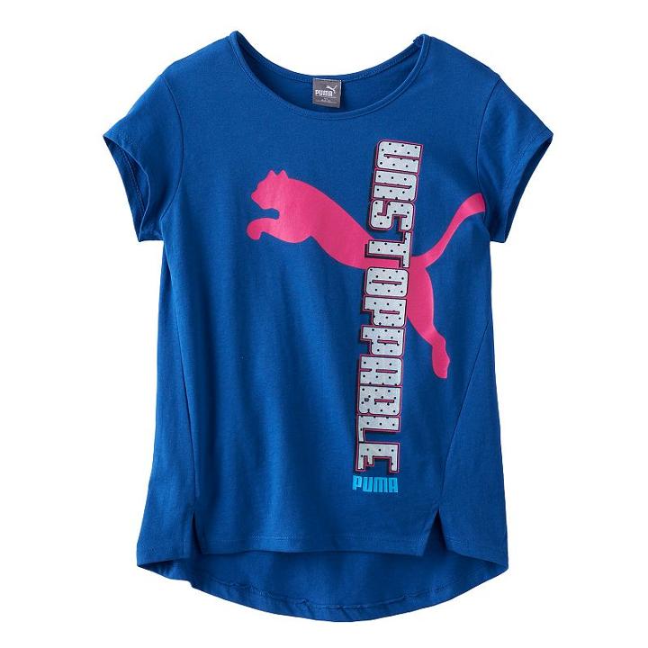 Girls 7-16 Puma High-low Hem Side Graphic Tee, Girl's, Size: Large, Blue Other