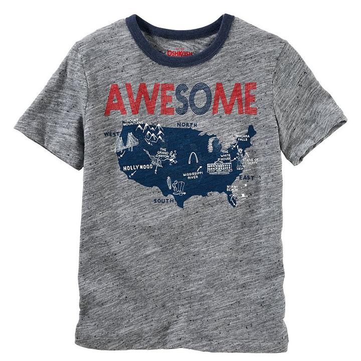 Boys 4-8 Oshkosh B'gosh&reg; So Awesome Americana Tee, Boy's, Size: 4, Light Grey