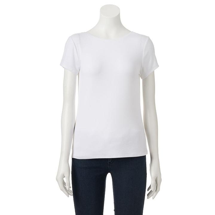 Women's Apt. 9&reg; Scoop-back Tee, Size: Large, White