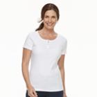 Women's Croft & Barrow&reg; Button Accent Scoopneck Tee, Size: Xxl, White