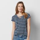 Women's Sonoma Goods For Life&trade; Striped Lace-up Tee, Size: Xxl, Dark Blue