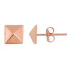 14k Gold Pyramid Stud Earrings, Women's, Pink