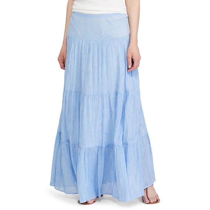 Women's Chaps Tiered Maxi Skirt, Size: Large, Blue