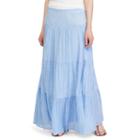 Women's Chaps Tiered Maxi Skirt, Size: Large, Blue