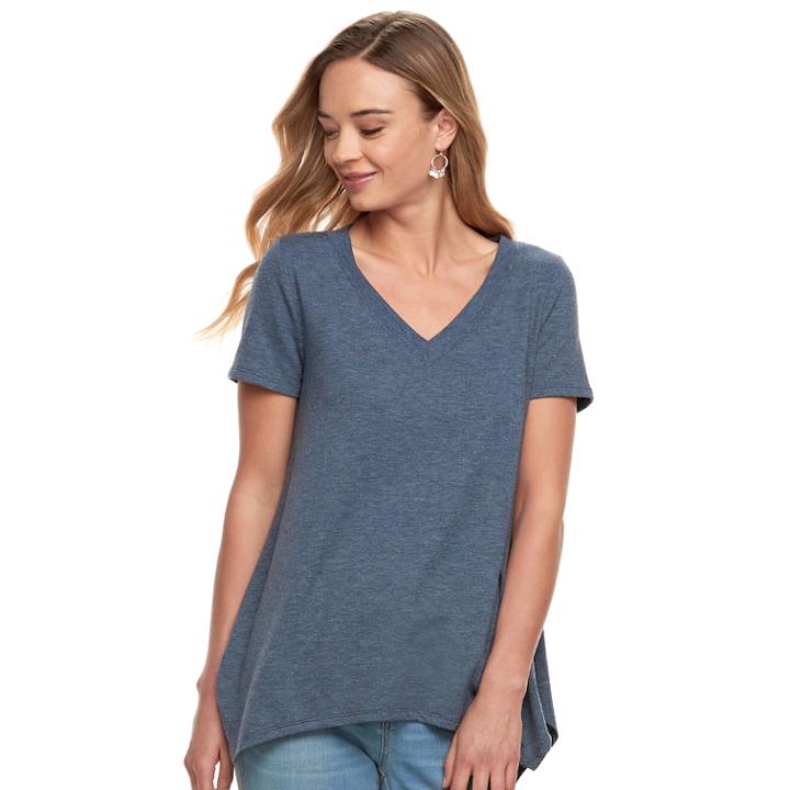 Women's Sonoma Goods For Life&trade; Soft Touch Shark-bite Hem Tee, Size: Xl, Grey