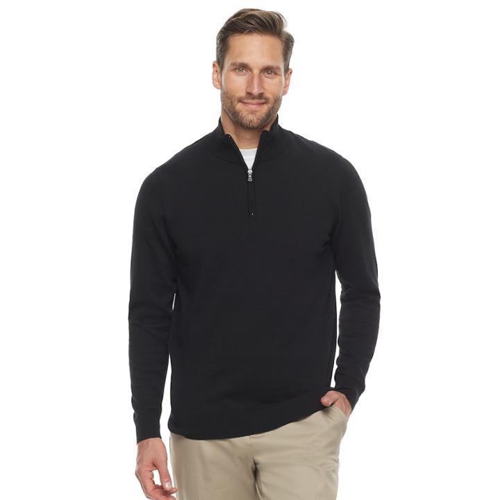 Men's Croft & Barrow Thermolite Quarter-zip Sweater, Size: Xxl, Black