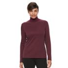 Women's Croft & Barrow&reg; Long Sleeve Turtleneck Top, Size: Small, Red