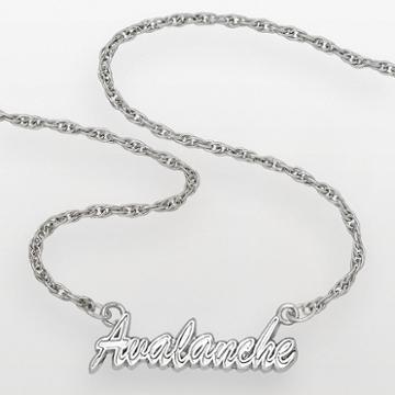 Logoart Colorado Avalanche Sterling Silver Script Necklace, Women's, Grey