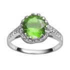 Sterling Silver Peridot And Lab-created White Sapphire Crown Ring, Women's, Size: 6, Green