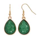 Green Faceted Stone Nickel Free Teardrop Earrings, Women's