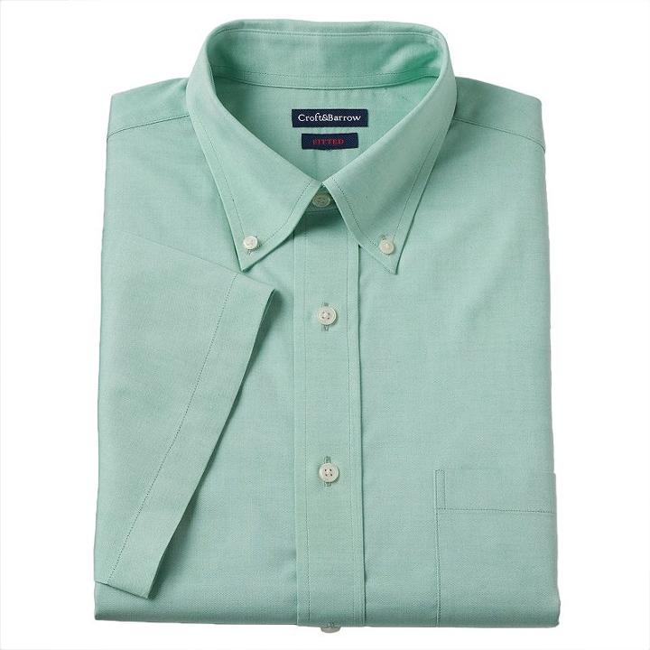 Men's Croft & Barrow&reg; Fitted Button-down Collar Dress Shirt, Size: Xxl18.5-19, Med Green