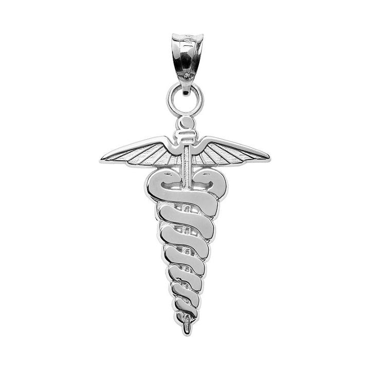 Insignia Collection Sterling Silver Caduceus Pendant, Women's, Multicolor
