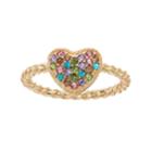Lc Lauren Conrad Rainbow Simulated Crystal Heart Ring, Women's, Size: 7, Multicolor