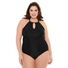 Plus Size Costa Del Sol Keyhole One-piece Swimsuit, Women's, Size: 1xl, Black