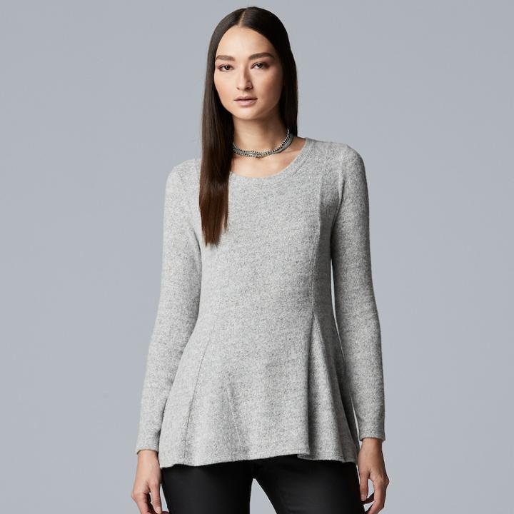 Women's Simply Vera Vera Wang Godet Pleated Top, Size: Xl, Light Grey
