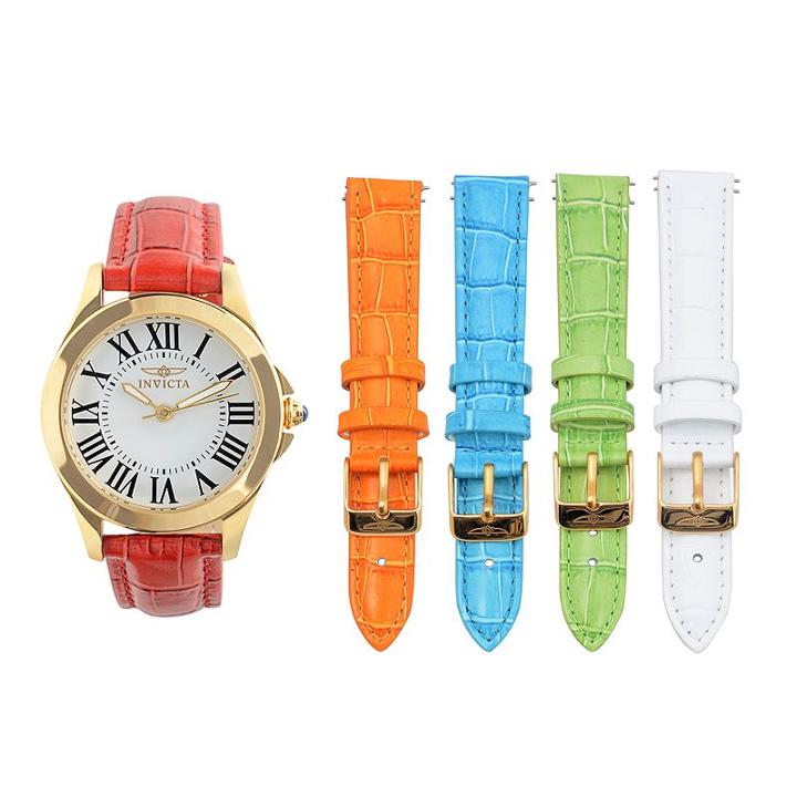 Invicta Women's Angel Watch & Interchangeable Leather Band Set - K-in-15936, Multicolor
