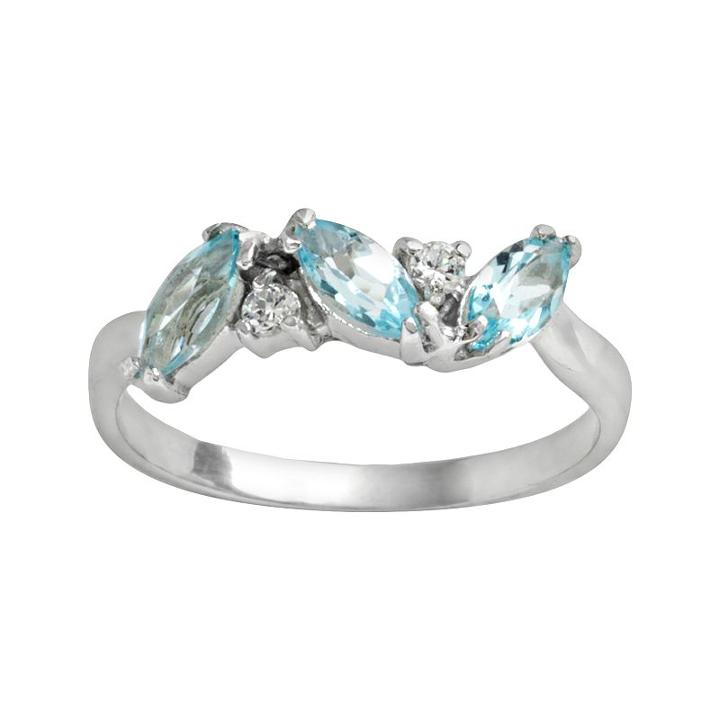 Sterling Silver Blue Topaz And Cubic Zirconia Ring, Women's, Size: 9