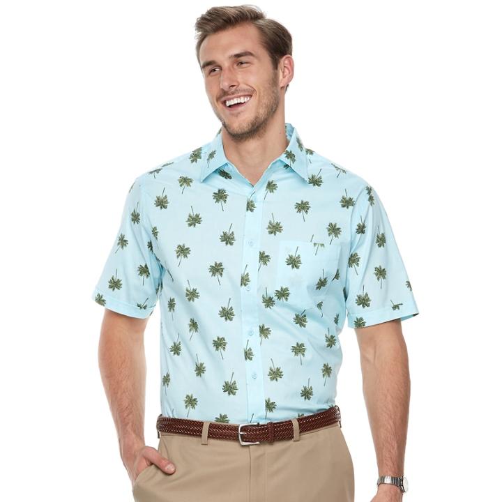 Big & Tall Haggar Classic-fit Stretch Woven Casual Button-down Shirt, Men's, Size: 3xl Tall, Med Blue