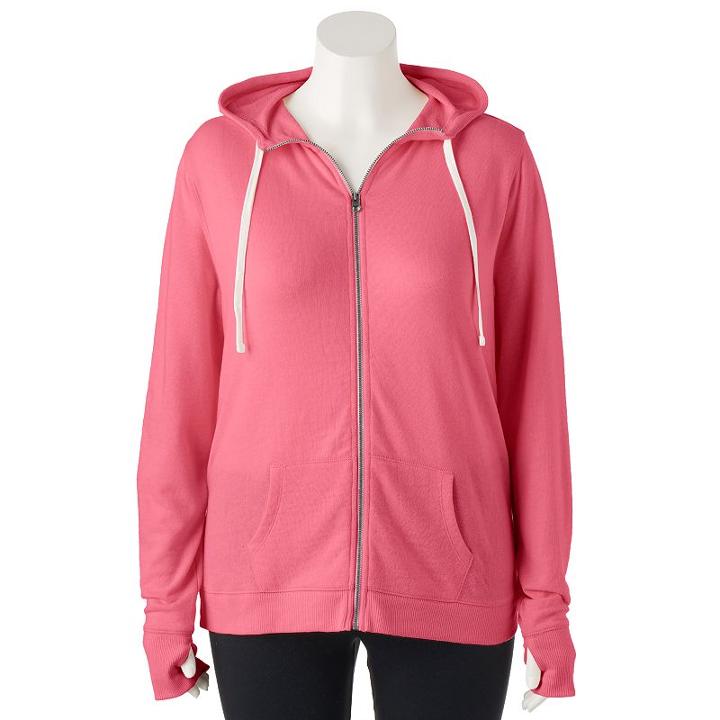 Juniors' Plus Size So&reg; Zip Up French Terry Hoodie, Size: 1xl, Brt Pink
