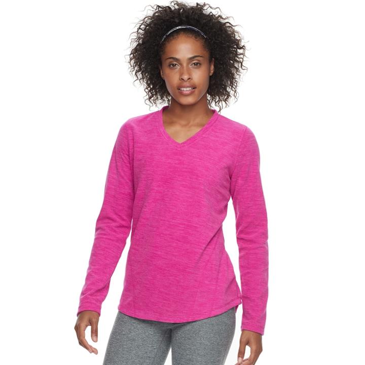 Women's Tek Gear&reg; Stretch V-neck Long Sleeve Top, Size: Large, Dark Pink