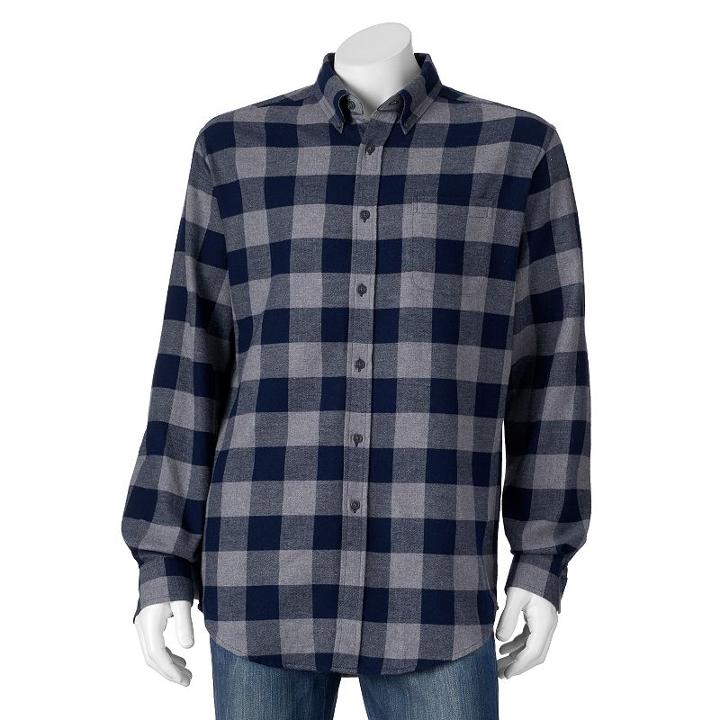 Men's Croft & Barrow Plaid Flannel Casual Button-down Shirt, Size: Small, Grey Other
