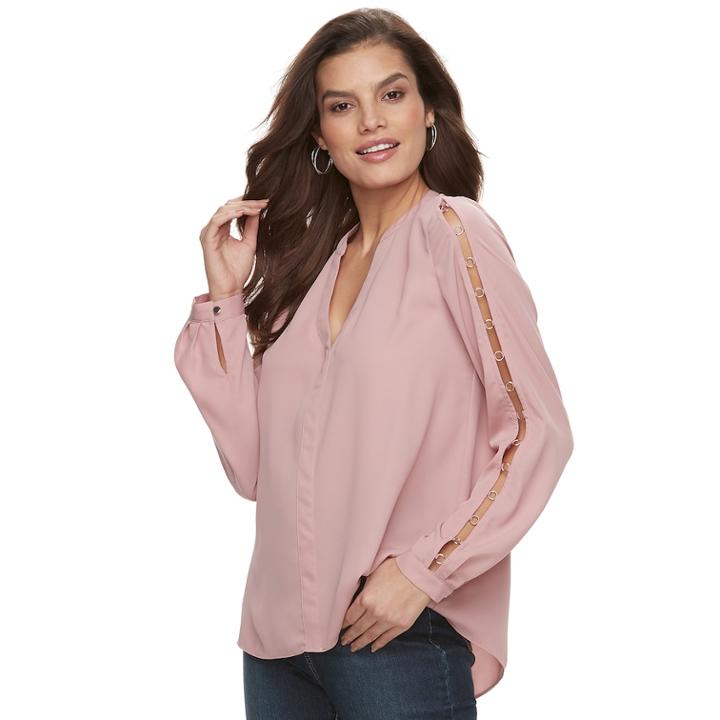 Women's Jennifer Lopez Embellished Chiffon Top, Size: Xl, Dark Pink
