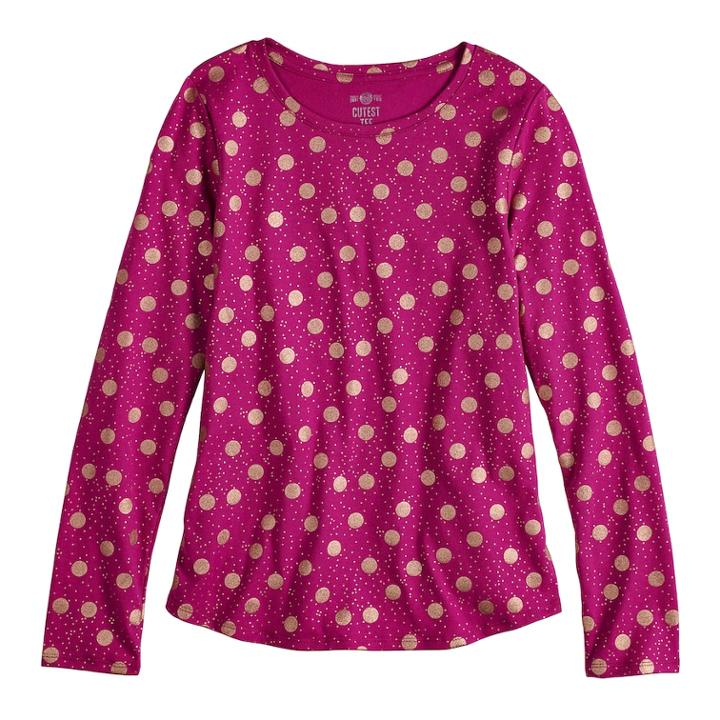 Girls 7-16 & Plus Size So&reg; Long Sleeve Core Tee, Size: 12 1/2, Dark Pink