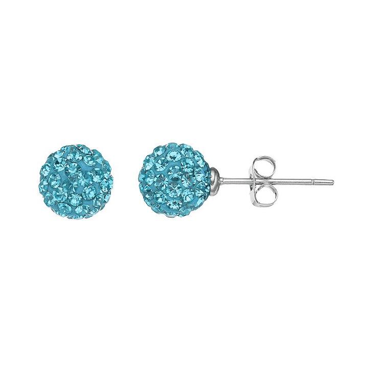 Silver Luxuries Silver Tone Crystal Fireball Stud Earrings, Women's, Blue