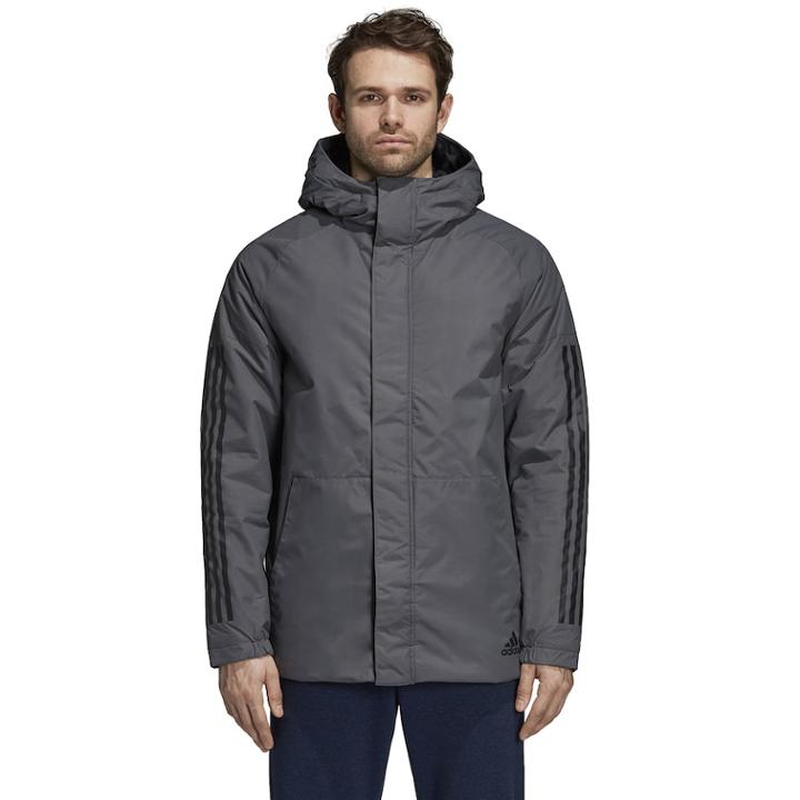 Men's Adidas Outdoor Xploric 3-stripe Slim-fit Hooded Jacket, Size: Xl, Grey