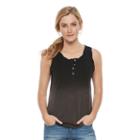 Women's Sonoma Goods For Life&trade; Twist Henley Tank, Size: Medium, Black