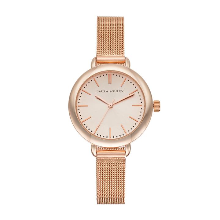 Laura Ashley Women's Mesh Watch, Size: Medium, Pink
