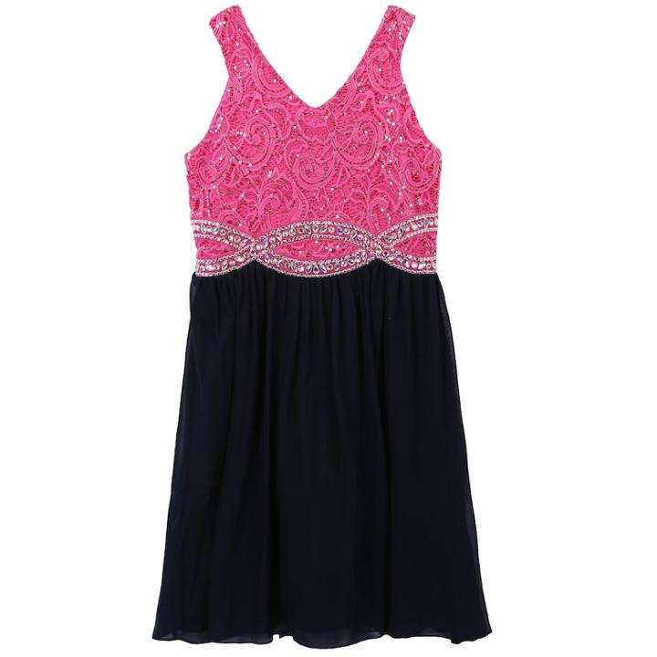 Girls 7-16 Speechless Rhinestone Infinity Waistline Dress, Size: 8, Blue