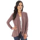 Women's Apt. 9&reg; Ruched Sleeve Open-front Cardigan, Size: Large, Dark Pink
