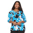 Plus Size Croft & Barrow&reg; Printed Button Top, Women's, Size: 3xl, Blue (navy)