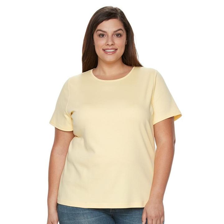 Plus Size Croft & Barrow&reg; Essential Crewneck Tee, Women's, Size: 1xl, Med Yellow