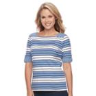 Petite Croft & Barrow&reg; Embellished Squareneck Tee, Women's, Size: Xl Petite, Med Blue