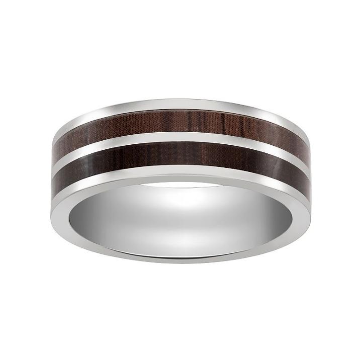 Titanium And Wood Wedding Band - Men, Size: 7, Grey