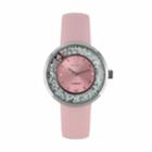 Peugeot Women's Diamond Accent & Floating Crystal Leather Watch - 3041pk, Size: Medium, Pink
