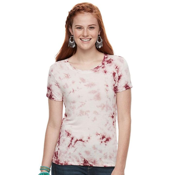 Juniors' Mudd Washed Crewneck Tee, Teens, Size: Large, Purple