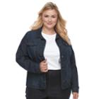 Plus Size Croft & Barrow&reg; Jean Jacket, Women's, Size: 1xl, Blue (navy)