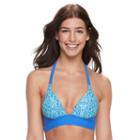 Juniors' Malibu Tribal Halter Bikini Top, Women's, Size: Large, Blue Other