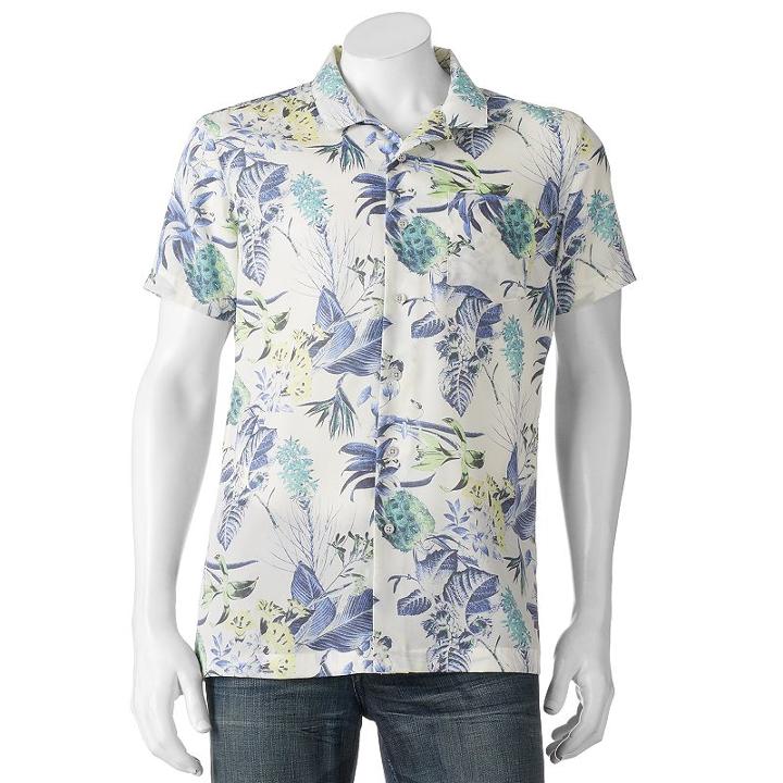Men's Marc Anthony Slim-fit Tropical Button-down Shirt, Size: Xxl, White Oth