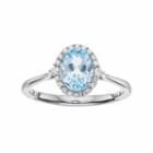 Lc Lauren Conrad 10k White Gold Blue Topaz & 1/8 Carat T.w. Diamond Oval Halo Ring, Women's, Size: 9