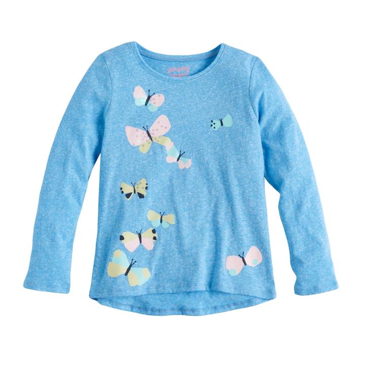 Girls 4-10 Jumping Beans&reg; Embellished Hi Low Graphic Tee, Size: 4, Med Blue
