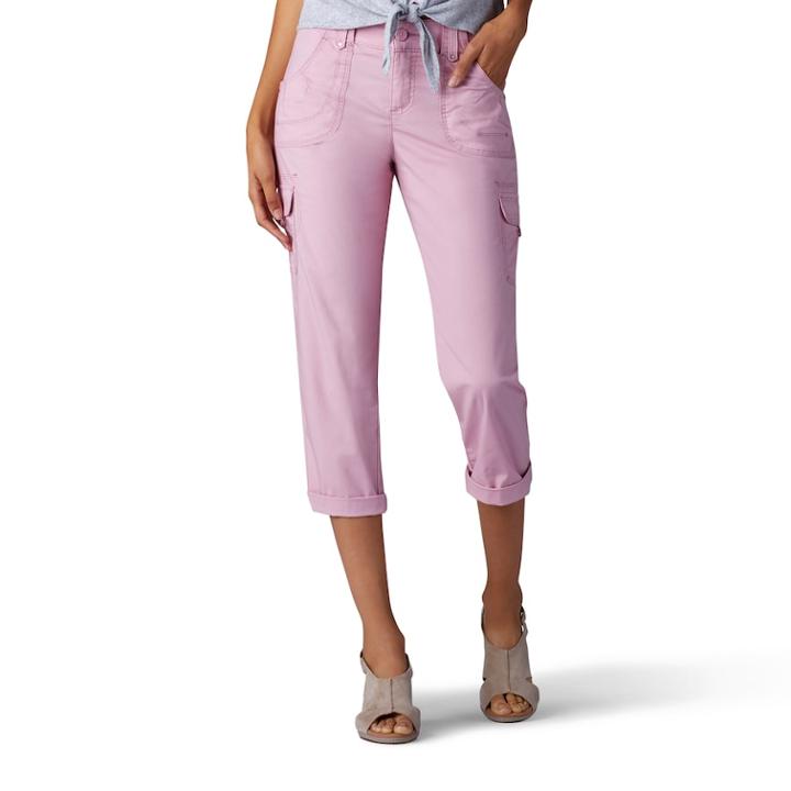 Women's Lee Nikki Cuffed Comfort Waist Poplin Capris, Size: 18 Avg/reg, Lt Purple