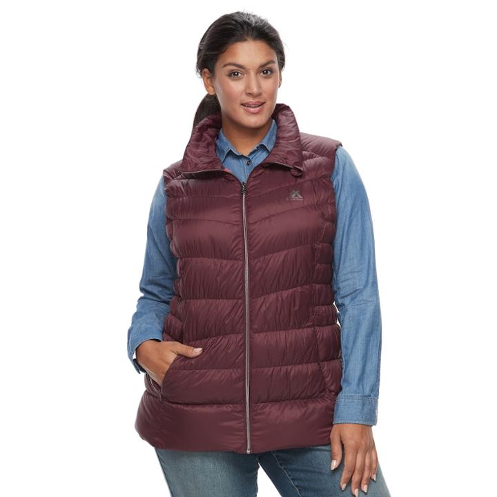 Plus Size Zeroxposur Chris Hooded Sweater Down Vest, Women's, Size: 2xl, Merlot Brandy