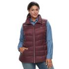 Plus Size Zeroxposur Chris Hooded Sweater Down Vest, Women's, Size: 2xl, Merlot Brandy