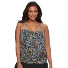 Plus Size A Shore Fit Tummy Slimmer Mesh Blouson Tankini Top, Women's, Size: 22 W, Ovrfl Oth