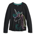 Girls 7-16 & Plus Size So&reg; Long Sleeve Graphic Tee, Size: 18 1/2, Black